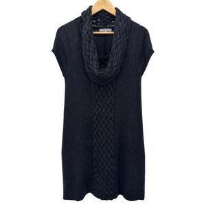 Classiques Entier 100% Merino Wool Cable Knit Cowl Neck Sweater‎ Dress M Gray